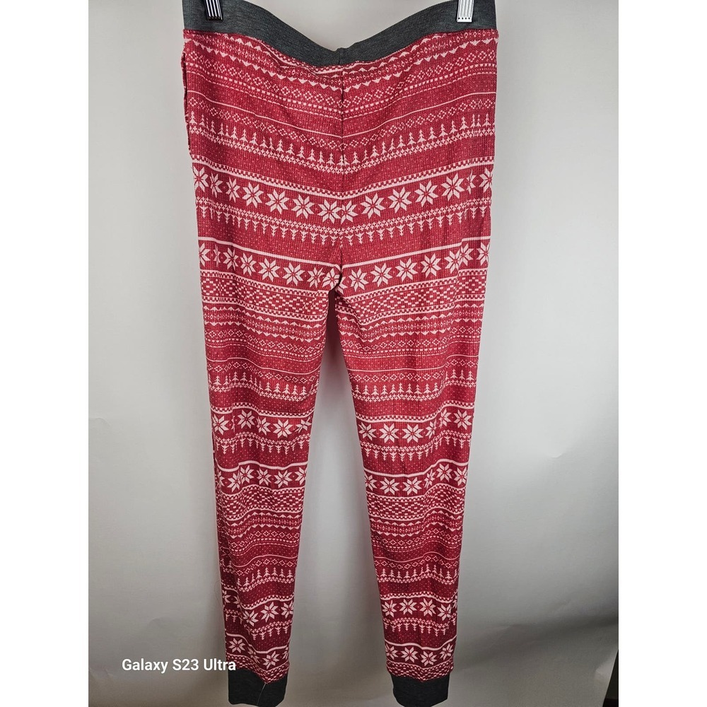 Cuddl Duds women's sxM, red and white holiday print, stretch thermal pants, NWOT